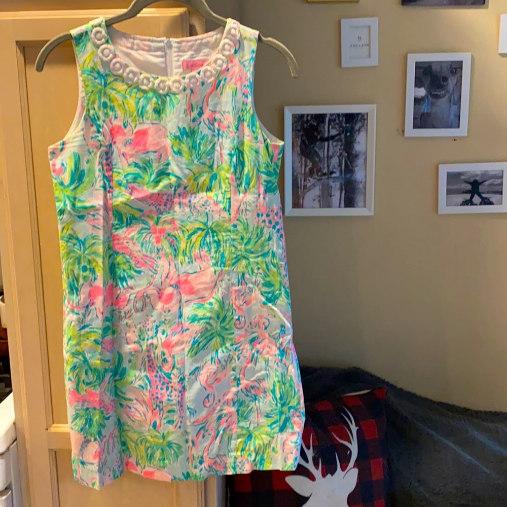 Lilly Pulitzer Girls Mini Mila Shift Seasalt Blue on Paradise Size 14